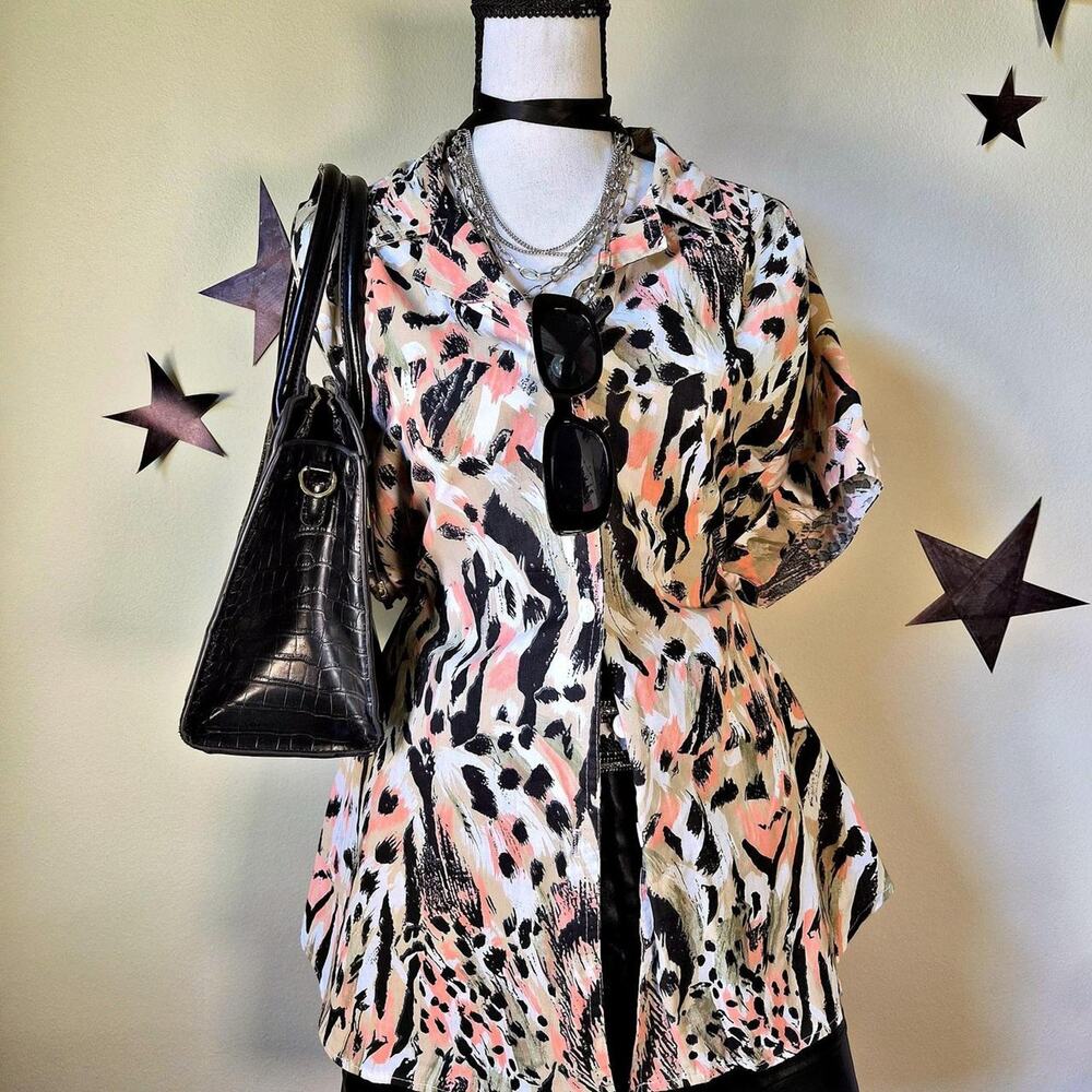 Tapestry VTG 90s Retro Button Up Animal Print Indie Sleaze Eclectic Grandpa L